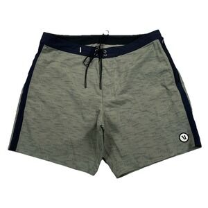 Vuori Peak Board Shorts Drawstring Green Black Men's 32 7" Inseam V374